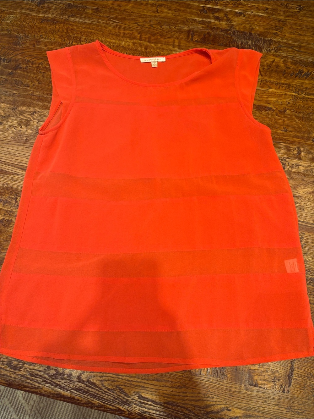 Bright Red- Orange Sleeveless Layered Blouse
